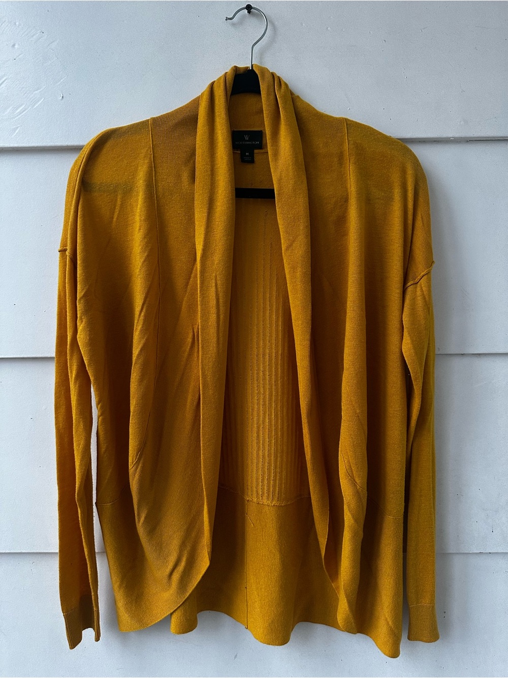 Worthington Open-Front Cardigan in Mustard Yellow